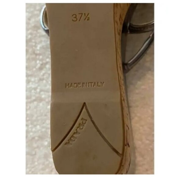 Prada leather silver wedged sandals - Picture 8 of 9